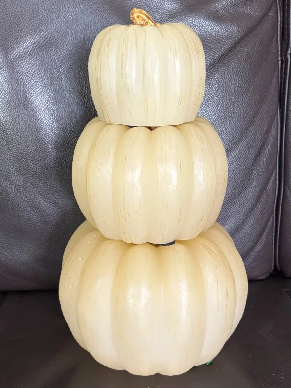 Valerie Parr Hill Stacking Illuminated Wax Pumpkins - Ivory (Set of 3)